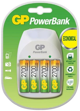 GP PowerBank Nite-Lite AA/AAA + 4st AA NiHM batterier