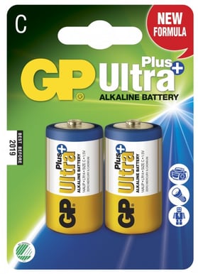 GP Ultra Plus Alkaliska C-batterier (LR14) 2-P