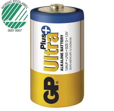 GP Ultra Plus Alkaliska D-batterier (LR20) 2-P