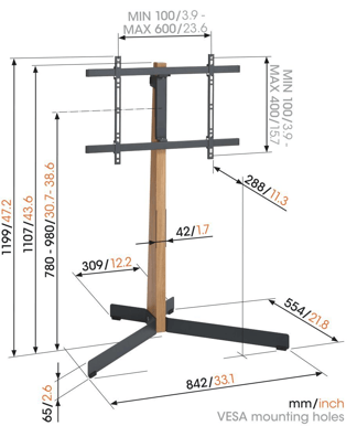 Vogels TVS 3695 TV Floor Stand Svart