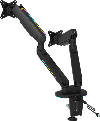 DELTACO Gaming RGB Spring-Assisted Dual Monitor Arm Svart