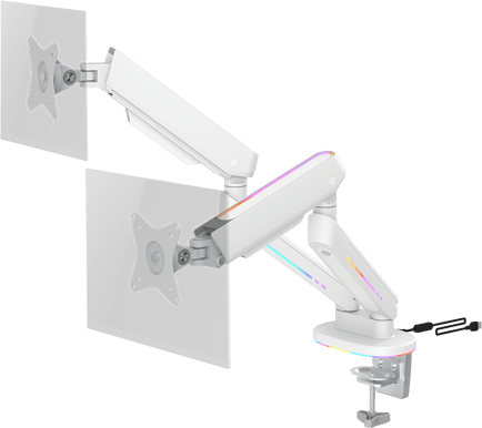 DELTACO Gaming RGB Spring-Assisted Dual Monitor Arm Vit