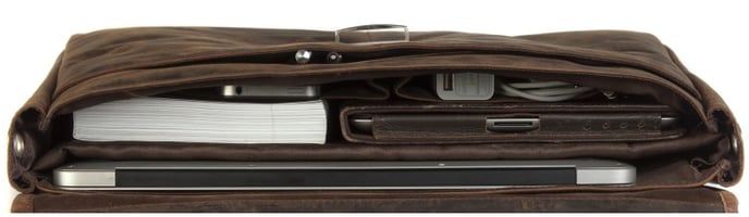 dbramante1928 14" Leather Briefcase Hunter Brown