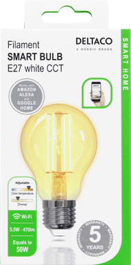 DELTACO LED-lampa Filament E27 WiFI 5.5W A60