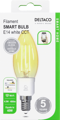 DELTACO LED-lampa Filament E14 WiFI 4.5W