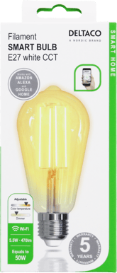 DELTACO LED-lampa Filament E27 WiFI 5.5W ST64