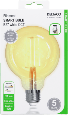 DELTACO LED-lampa Filament E27 WiFI 5.5W G95
