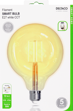 DELTACO LED-lampa Filament E27 WiFI 5.5W G125