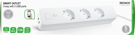 DELTACO Grenuttag WiFi 3x CEE 2x USB-A v2