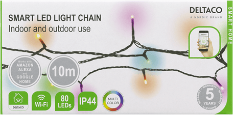 DELTACO Smart Home Ljusslinga WiFi Flerfärgad 80 LED 10 m
