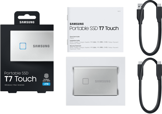 Samsung T7 Touch Extern Portabel SSD 2TB Silver