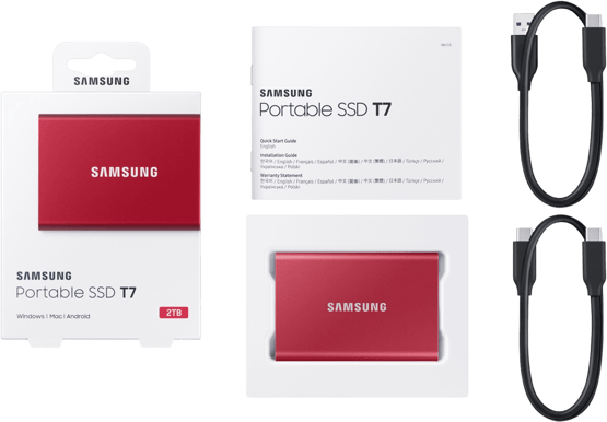 Samsung T7 Extern Portabel SSD Röd 2TB