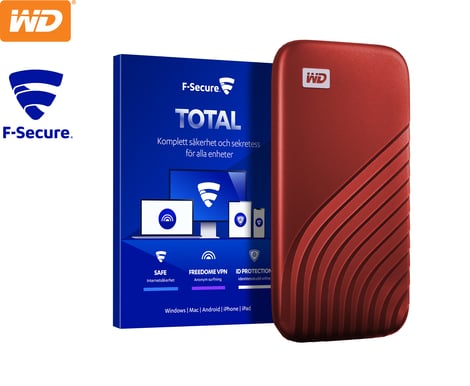 My Passport SSD 1TB Röd + F-Secure TOTAL cybersäkerhet
