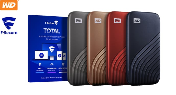 WD My Passport SSD 500GB Rymdgrå + F-Secure TOTAL cybersäkerhet