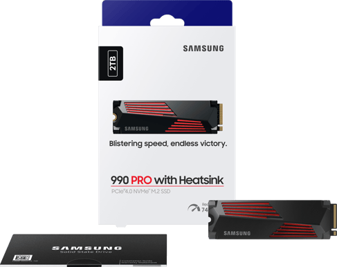 Samsung 990 PRO M.2 NVMe SSD 2TB med värmespridare