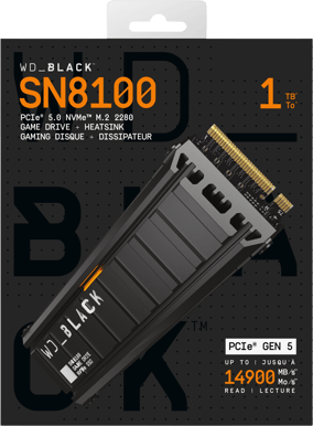 WD Black SN8100 1TB M.2 NVMe PCIe Gen 5 med värmespridare