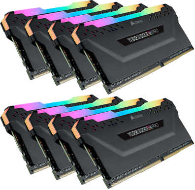 Corsair 128GB (8x16GB) DDR4 3000MHz CL16 Vengeance RGB Pro Svart