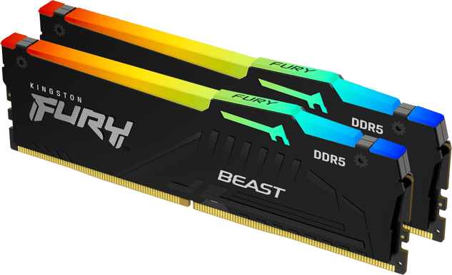 Kingston 32GB (2x16GB) DDR5 5200MHz CL40 FURY Beast RGB
