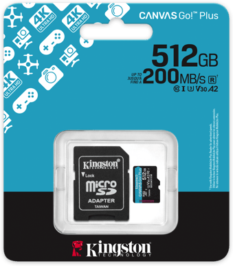 Kingston MicroSD 512GB Canvas Go! Plus Gen4