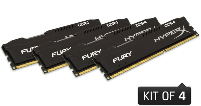 Kingston HyperX 16GB (4x4GB) DDR4 2400MHz CL15 Fury Black