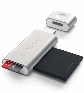 Satechi USB-C Micro/SD-kortläsare, Silver