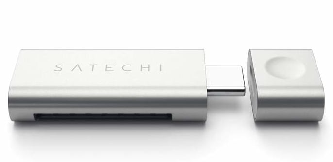 Satechi USB-C Micro/SD-kortläsare, Silver