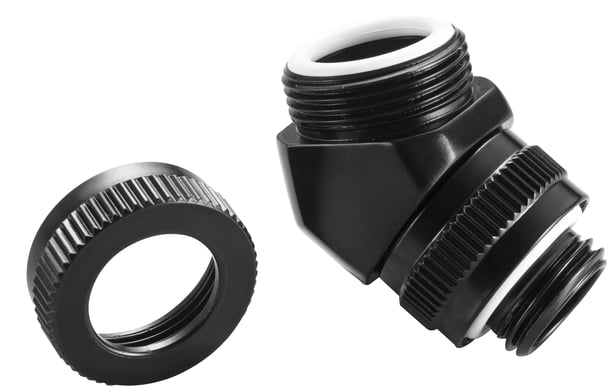 Phanteks 12mm Hard Tube Rotary Fitting 45° G1/4 -Svart