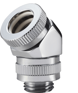 Phanteks 16mm Hard Tube Rotary Fitting 45° G1/4 -Krom