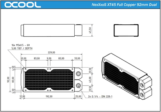 Alphacool NexXoS XT45 Full Copper 92mm Dual