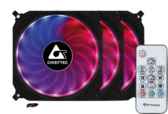 Chieftec Tornado RGB 120mm 3-pack med kontroller