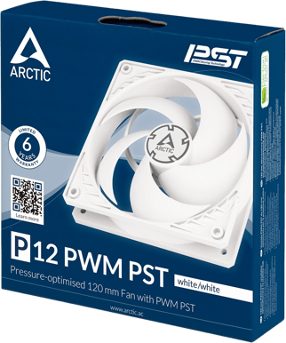 Arctic P12 PWM Svart PST Vit