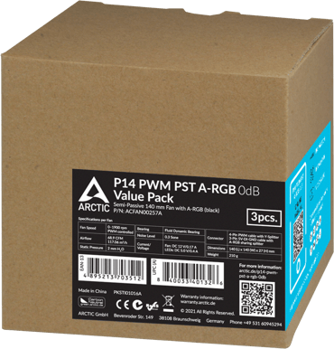 Arctic P14 PWM PST 3-Pack A-RGB Svart