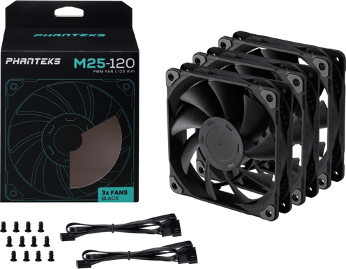 Phanteks M25 120mm PWM Svart 3-pack