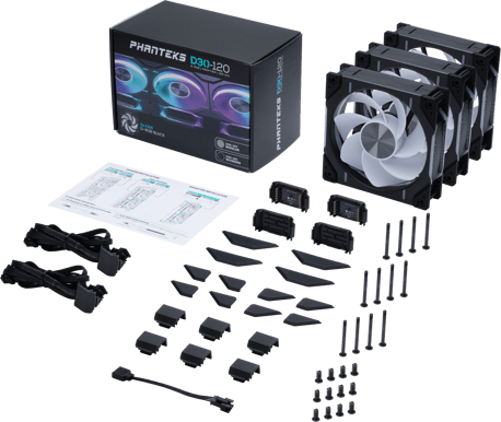 Phanteks D30 Reversed Airflow120mm Svart 3-Pack