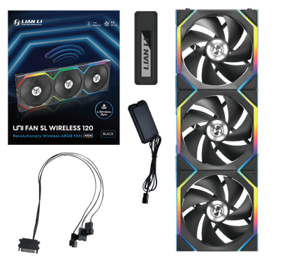 Lian Li UNI FAN SL120 Wireless Svart 3-pack