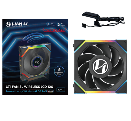 Lian Li UNI FAN SL120 Wireless LCD Reverse Svart