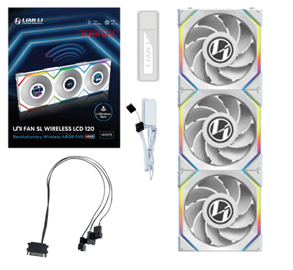 Lian Li UNI FAN SL120 Wireless LCD Reverse Vit 3-pack