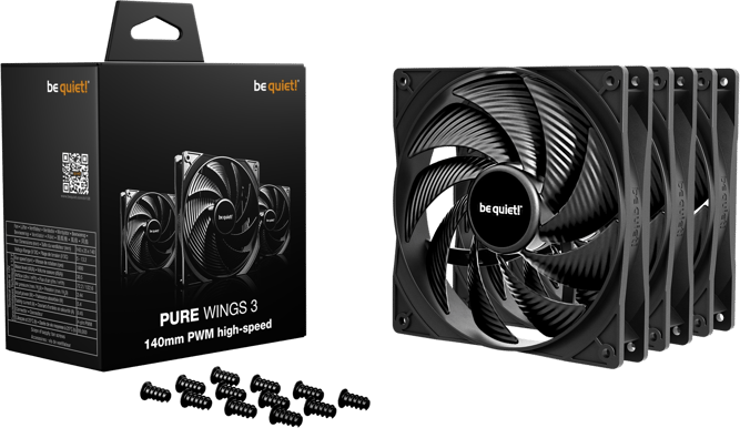 be quiet! Pure Wings 3 140mm PWM High-Speed 3-pack Svart