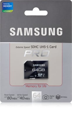 Samsung SDXC Pro 64GB, Class 10