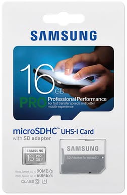 Samsung MicroSDHC Pro 16GB Class 10 inkl. adapter