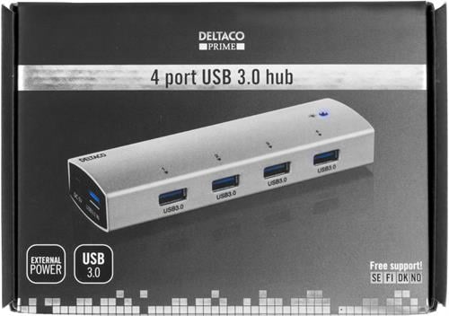 Deltaco USB 3.0 hubb 4-portar Silver