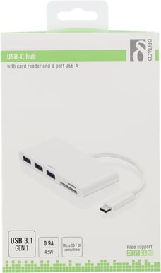 DELTACO USB-C-adapter 5 portar Vit