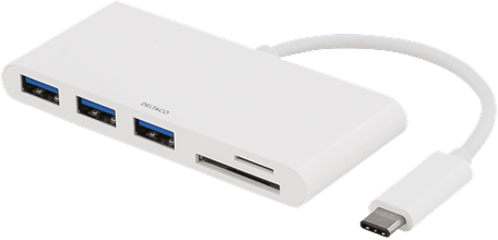 DELTACO USB-C-adapter 5 portar Vit