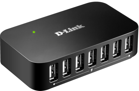 D-Link USB 2.0-adapter 7 portar Svart
