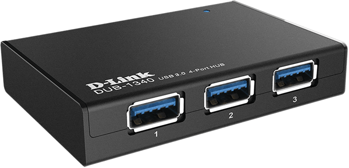 D-Link USB 3.0-adapter 4 portar Svart