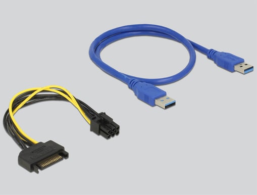 Delock Riser-kort PCIe x1 till x16 med 60cm USB-kabel