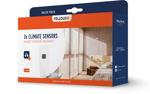 Telldus Sensorpaket, 3x Termo/Hygrosensorer