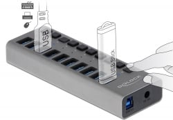Delock USB 3.0 Hub with 10 ports + switch