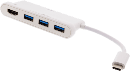 DELTACO USB-C Hubb 1x HDMI 3xUSB-A, Vit