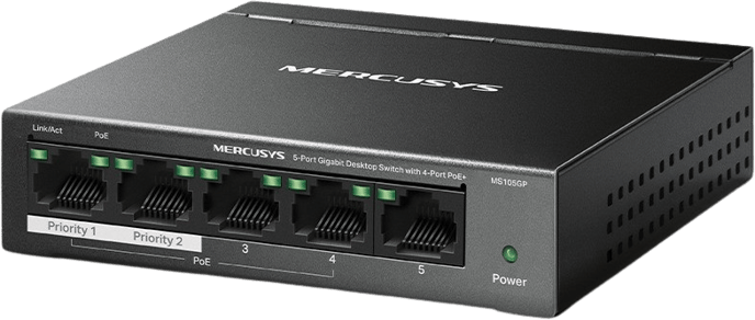 Mercusys MS105GP PoE+ - Inet.se